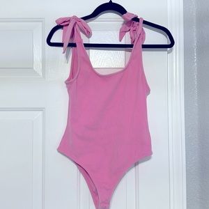 Day + Moon Pink Shoulder Tie Bodysuit